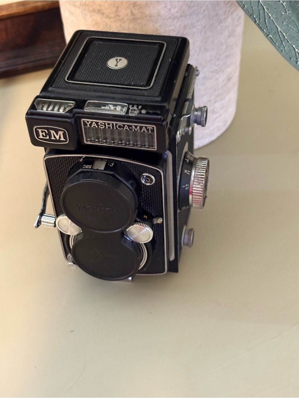 Vintage Yashica-Mat Twin-Lens Reflex Camera in Black with Chrome Accents